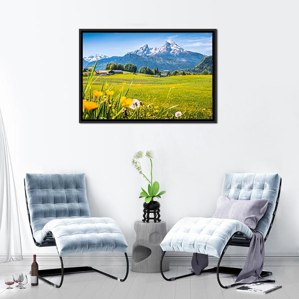 Alps With Meadows Canvas Wall Art-3 Horizontal-Gallery Wrap-25" x 16"-Tiaracle