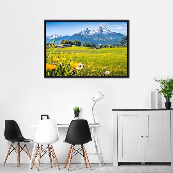 Alps With Meadows Canvas Wall Art-3 Horizontal-Gallery Wrap-25" x 16"-Tiaracle