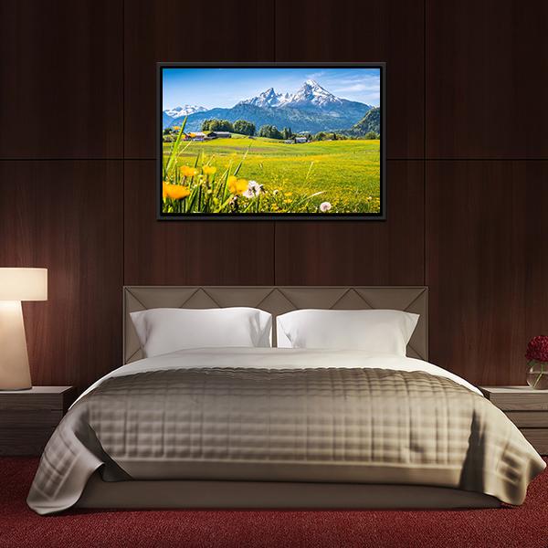 Alps With Meadows Canvas Wall Art-3 Horizontal-Gallery Wrap-25" x 16"-Tiaracle