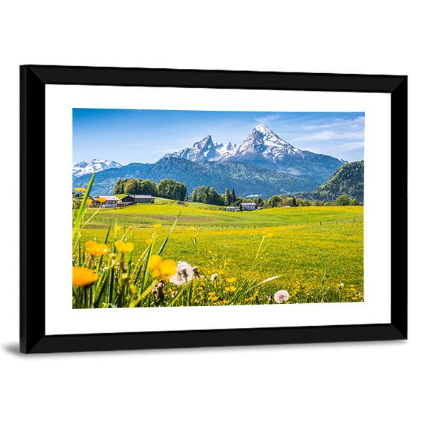 Alps With Meadows Canvas Wall Art-3 Horizontal-Gallery Wrap-25" x 16"-Tiaracle