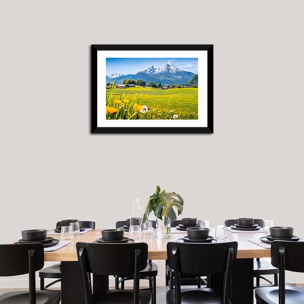 Alps With Meadows Canvas Wall Art-3 Horizontal-Gallery Wrap-25" x 16"-Tiaracle