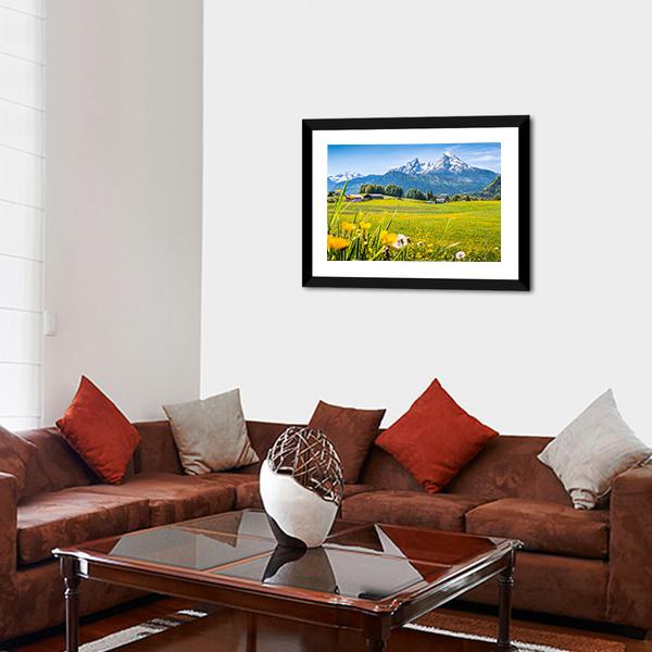 Alps With Meadows Canvas Wall Art-3 Horizontal-Gallery Wrap-25" x 16"-Tiaracle