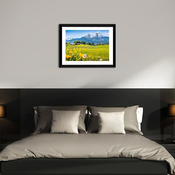 Alps With Meadows Canvas Wall Art-3 Horizontal-Gallery Wrap-25" x 16"-Tiaracle