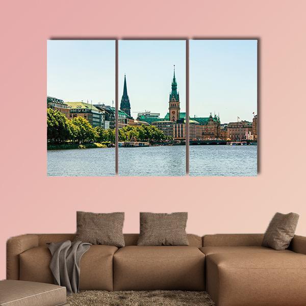 Alster Lake Canvas Wall Art-3 Horizontal-Gallery Wrap-37" x 24"-Tiaracle