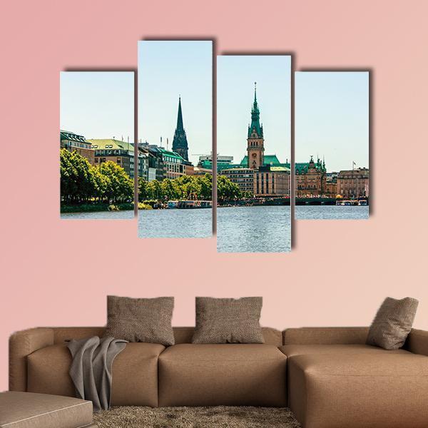 Alster Lake Canvas Wall Art-4 Pop-Gallery Wrap-50" x 32"-Tiaracle