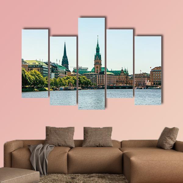 Alster Lake Canvas Wall Art-5 Pop-Gallery Wrap-47" x 32"-Tiaracle