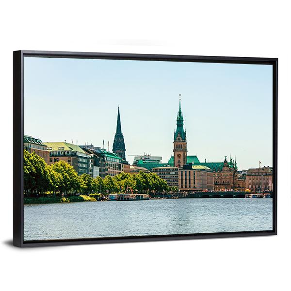 Alster Lake Canvas Wall Art-3 Horizontal-Gallery Wrap-25" x 16"-Tiaracle