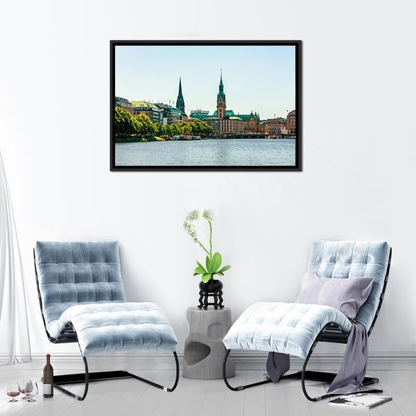 Alster Lake Canvas Wall Art-3 Horizontal-Gallery Wrap-25" x 16"-Tiaracle