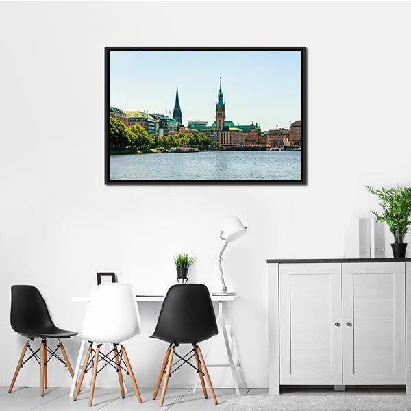 Alster Lake Canvas Wall Art-3 Horizontal-Gallery Wrap-25" x 16"-Tiaracle