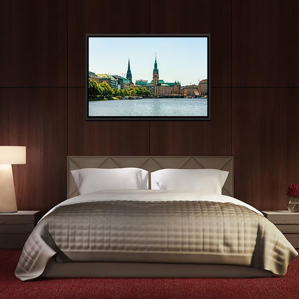 Alster Lake Canvas Wall Art-3 Horizontal-Gallery Wrap-25" x 16"-Tiaracle