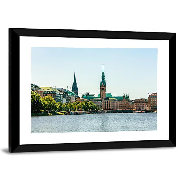 Alster Lake Canvas Wall Art-3 Horizontal-Gallery Wrap-25" x 16"-Tiaracle