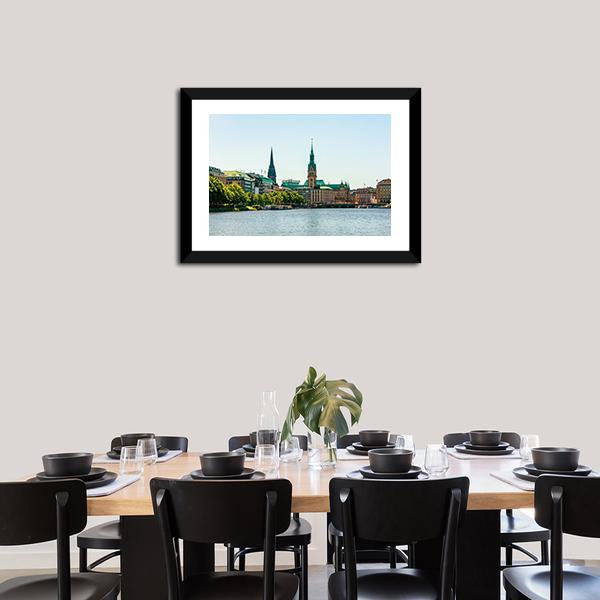 Alster Lake Canvas Wall Art-3 Horizontal-Gallery Wrap-25" x 16"-Tiaracle