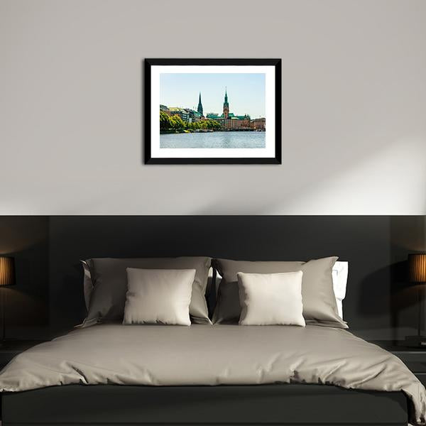 Alster Lake Canvas Wall Art-3 Horizontal-Gallery Wrap-25" x 16"-Tiaracle