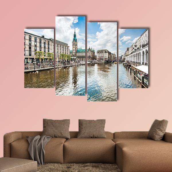 Alster River In Hamburg Canvas Wall Art-4 Pop-Gallery Wrap-50" x 32"-Tiaracle