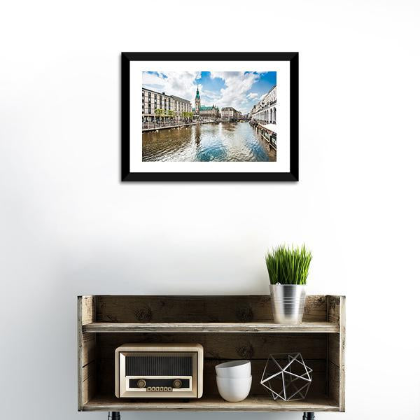Alster River In Hamburg Canvas Wall Art-1 Piece-Framed Print-20" x 16"-Tiaracle