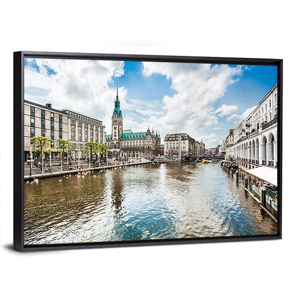 Alster River In Hamburg Canvas Wall Art-3 Horizontal-Gallery Wrap-25" x 16"-Tiaracle