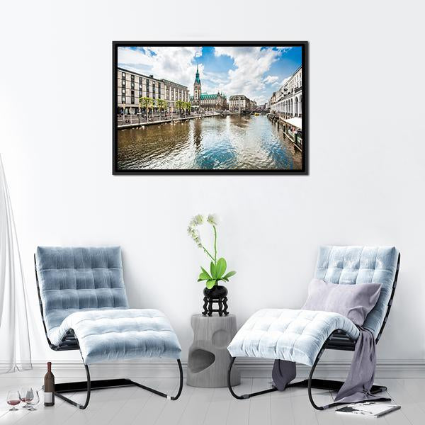 Alster River In Hamburg Canvas Wall Art-3 Horizontal-Gallery Wrap-25" x 16"-Tiaracle