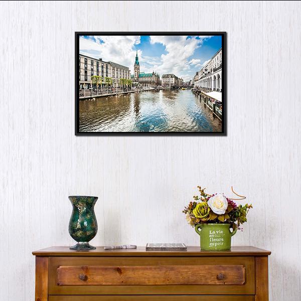 Alster River In Hamburg Canvas Wall Art-3 Horizontal-Gallery Wrap-25" x 16"-Tiaracle