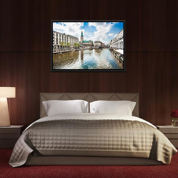 Alster River In Hamburg Canvas Wall Art-3 Horizontal-Gallery Wrap-25" x 16"-Tiaracle