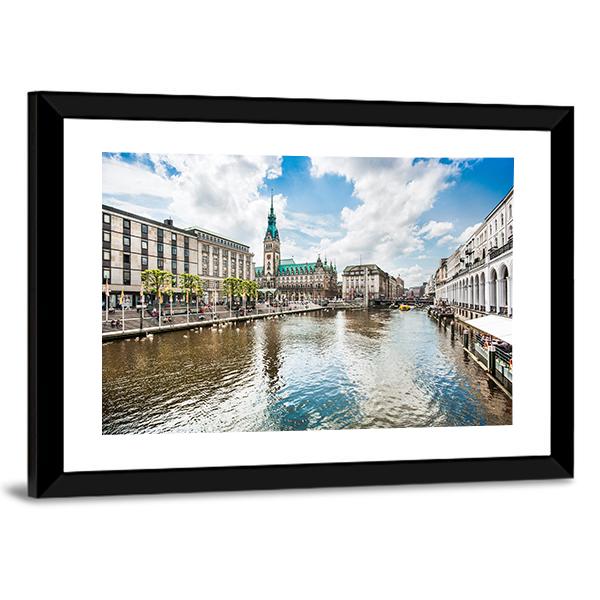 Alster River In Hamburg Canvas Wall Art-3 Horizontal-Gallery Wrap-25" x 16"-Tiaracle