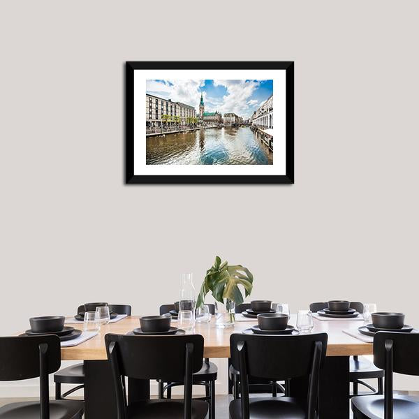 Alster River In Hamburg Canvas Wall Art-3 Horizontal-Gallery Wrap-25" x 16"-Tiaracle