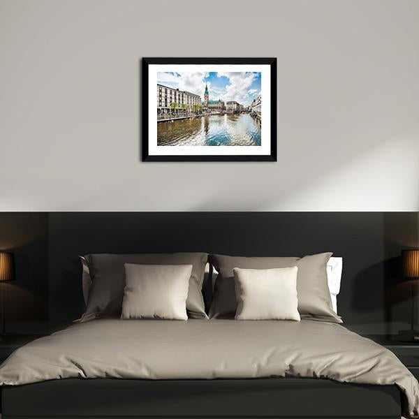 Alster River In Hamburg Canvas Wall Art-3 Horizontal-Gallery Wrap-25" x 16"-Tiaracle