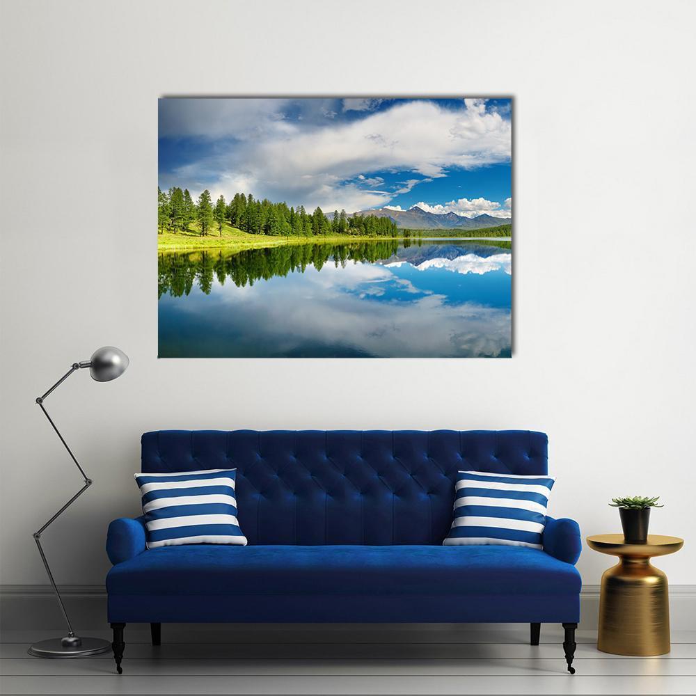 Altai Mountains Lake Canvas Wall Art-1 Piece-Gallery Wrap-48" x 32"-Tiaracle