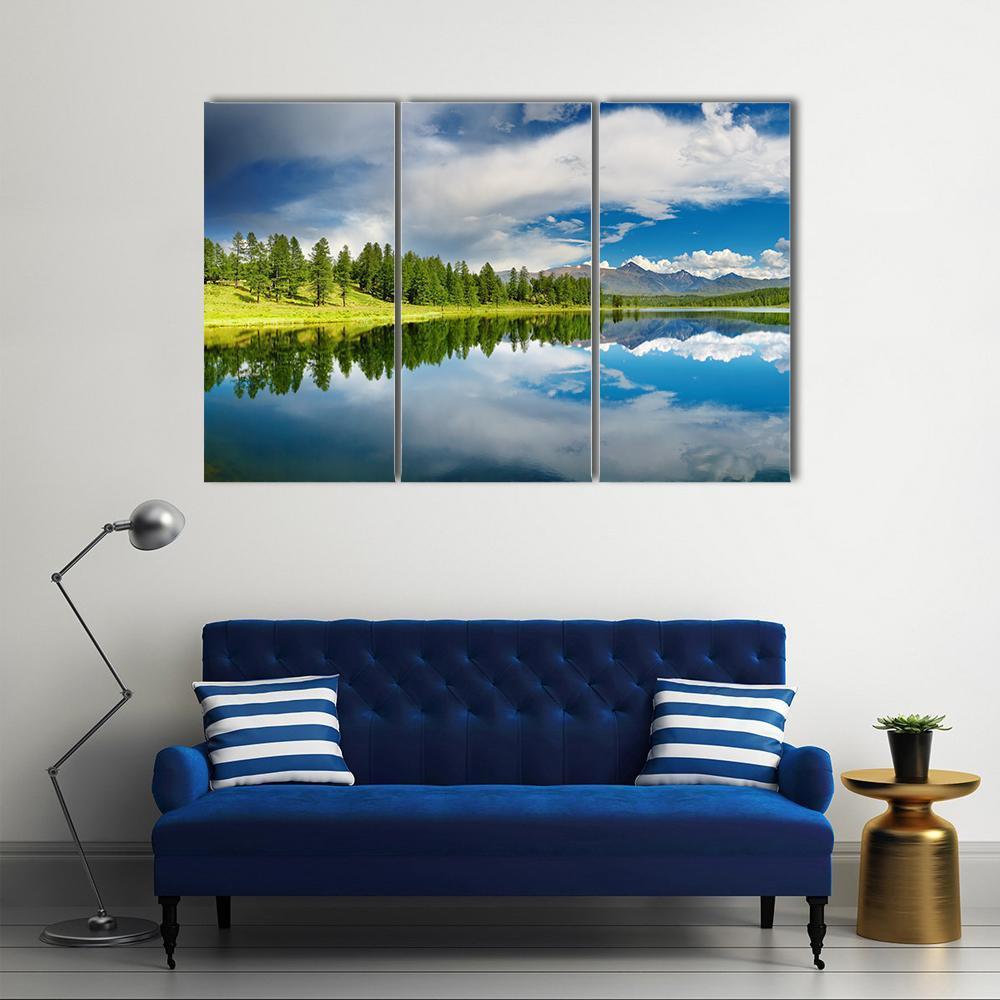 Altai Mountains Lake Canvas Wall Art-3 Horizontal-Gallery Wrap-37" x 24"-Tiaracle