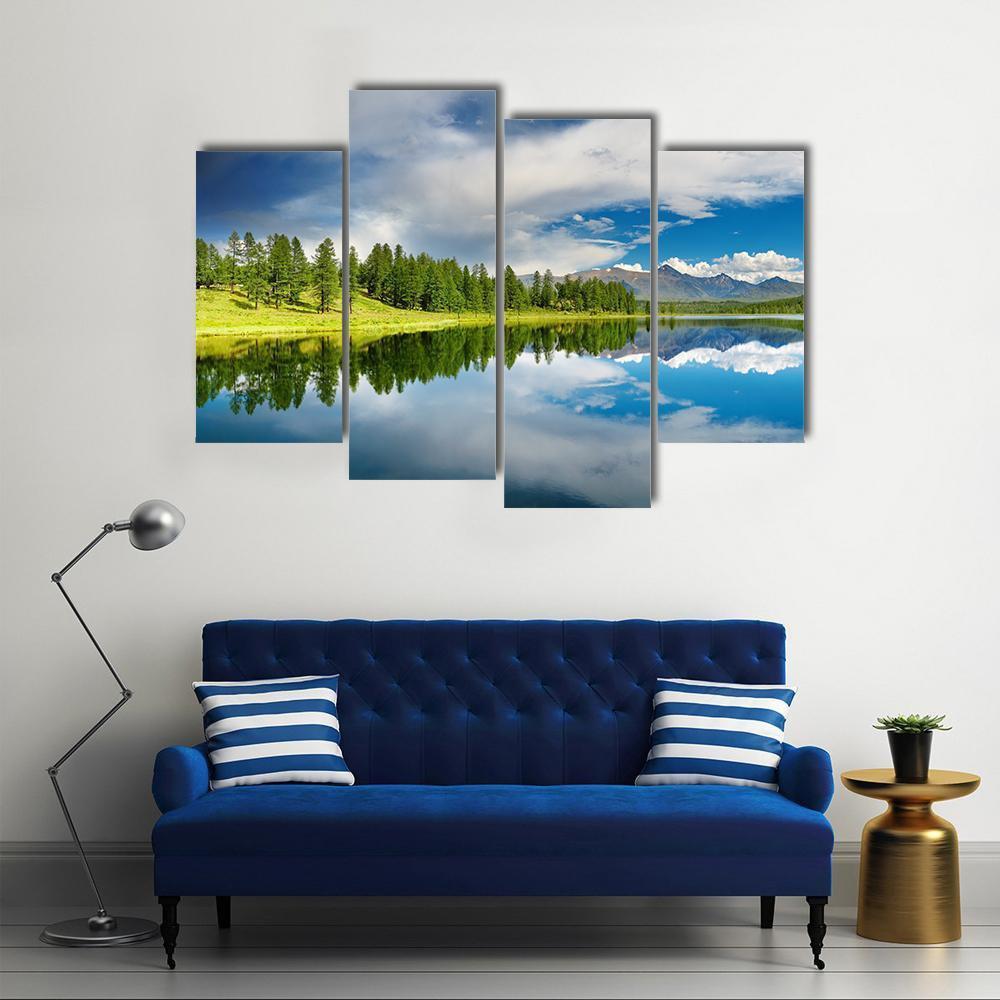 Altai Mountains Lake Canvas Wall Art-4 Pop-Gallery Wrap-50" x 32"-Tiaracle