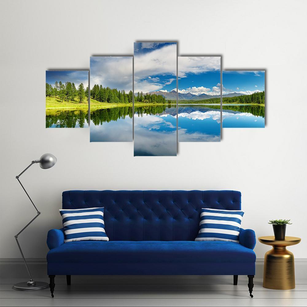 Altai Mountains Lake Canvas Wall Art-5 Star-Gallery Wrap-62" x 32"-Tiaracle