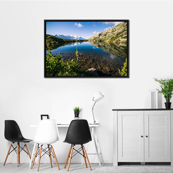 Altitude Lake Canvas Wall Art-1 Piece-Floating Frame-24" x 16"-Tiaracle