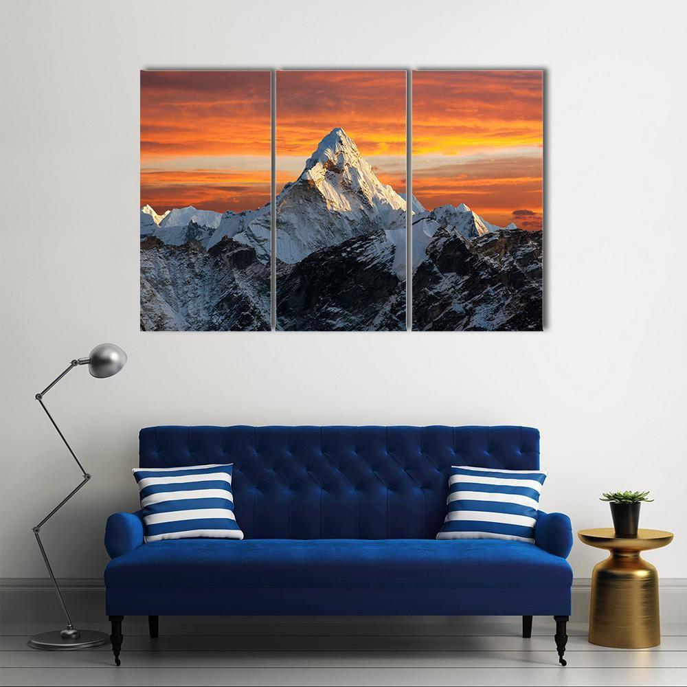 Ama Dablam Evening View Canvas Wall Art-3 Horizontal-Gallery Wrap-37" x 24"-Tiaracle
