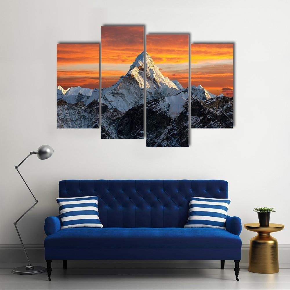 Ama Dablam Evening View Canvas Wall Art-4 Pop-Gallery Wrap-50" x 32"-Tiaracle