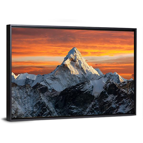 Ama Dablam Evening View Canvas Wall Art-3 Horizontal-Gallery Wrap-25" x 16"-Tiaracle