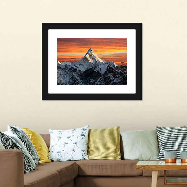 Ama Dablam Evening View Canvas Wall Art-1 Piece-Framed Print-20" x 16"-Tiaracle