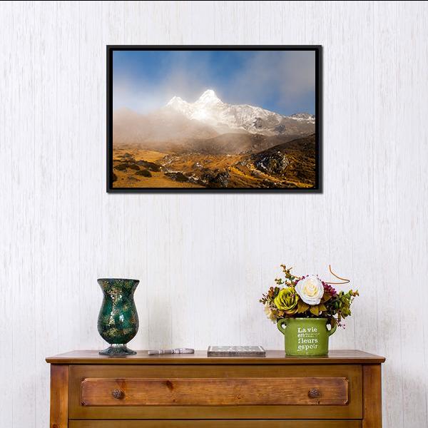 Ama Dablam In Nepal Canvas Wall Art-1 Piece-Floating Frame-24" x 16"-Tiaracle