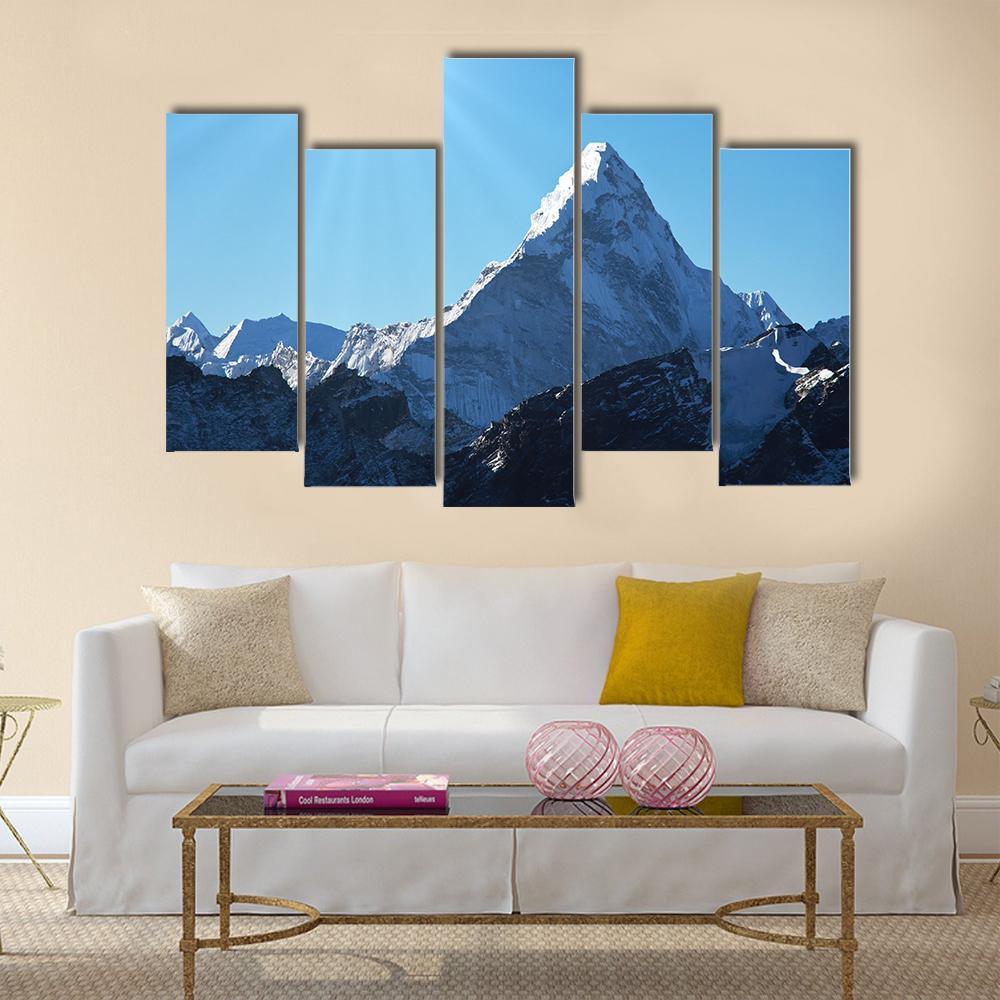 Ama Dablam Mountains Canvas Wall Art-5 Pop-Gallery Wrap-47&quot; x 32&quot;-Tiaracle