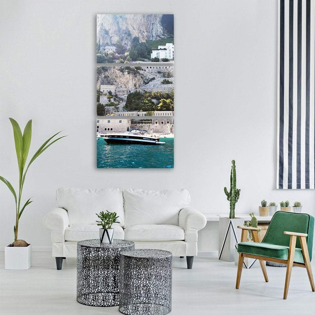 Amalfi Coast Vertical Canvas Wall Art-3 Vertical-Gallery Wrap-12" x 25"-Tiaracle
