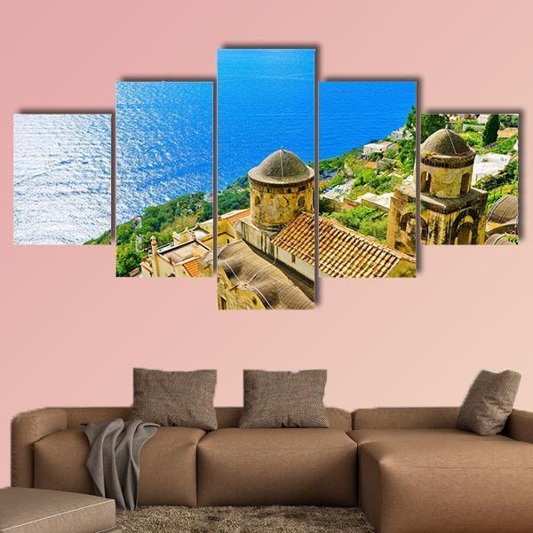 Amalfi Coast From Revello Village Canvas Wall Art-5 Star-Gallery Wrap-62" x 32"-Tiaracle
