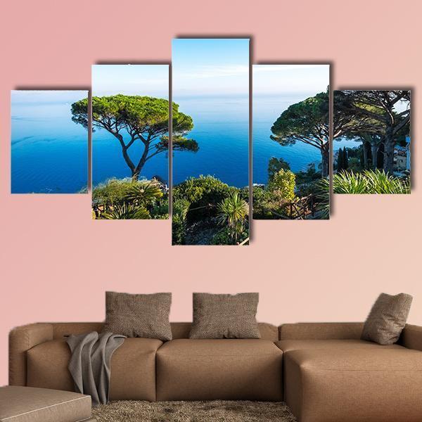 Amalfi Coast In Italy Canvas Wall Art-5 Star-Gallery Wrap-62" x 32"-Tiaracle