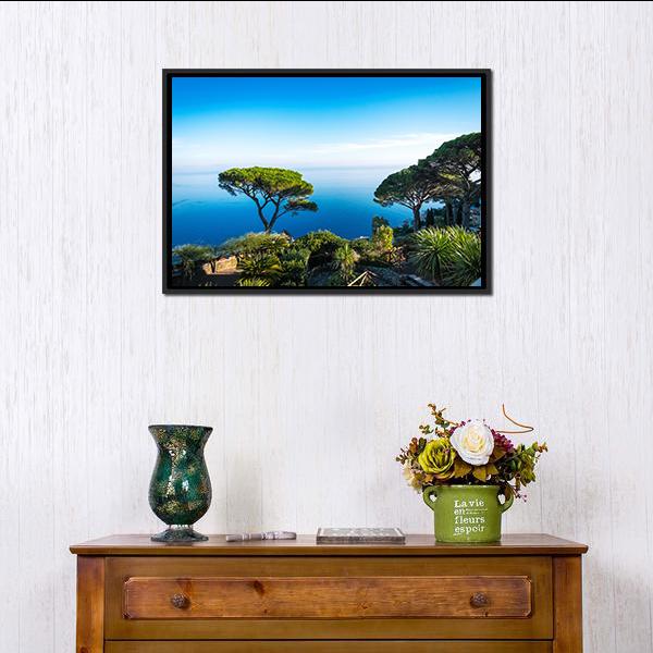 Amalfi Coast In Italy Canvas Wall Art-1 Piece-Floating Frame-24" x 16"-Tiaracle