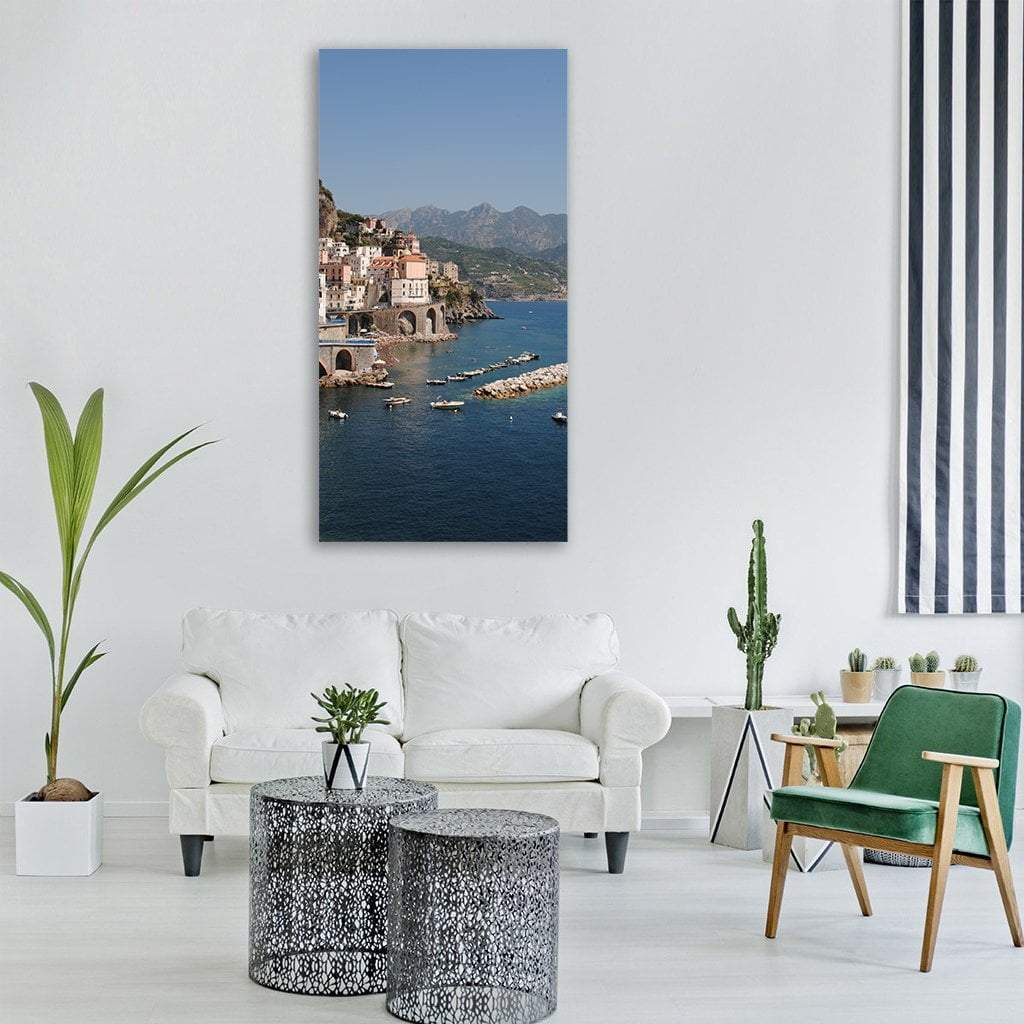 Amalfi Coast Vertical Canvas Wall Art-1 Vertical-Gallery Wrap-12" x 24"-Tiaracle