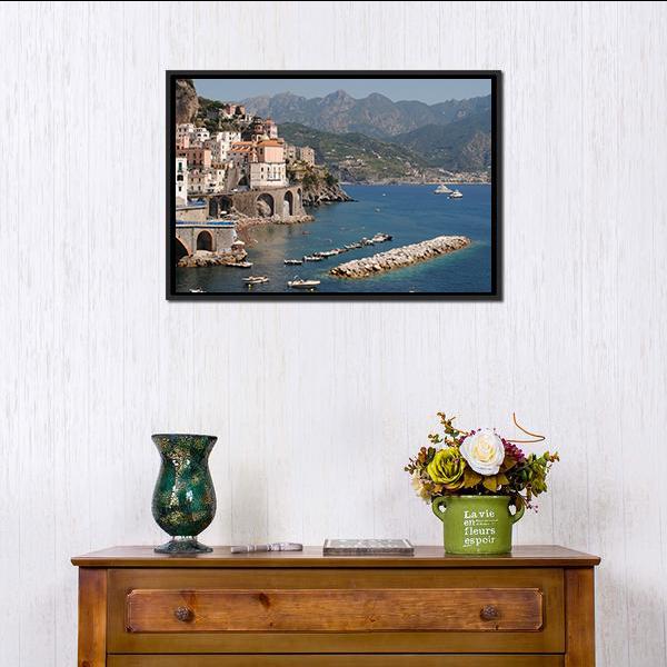 Amalfi Coast Vertical Canvas Wall Art-3 Vertical-Gallery Wrap-12" x 25"-Tiaracle