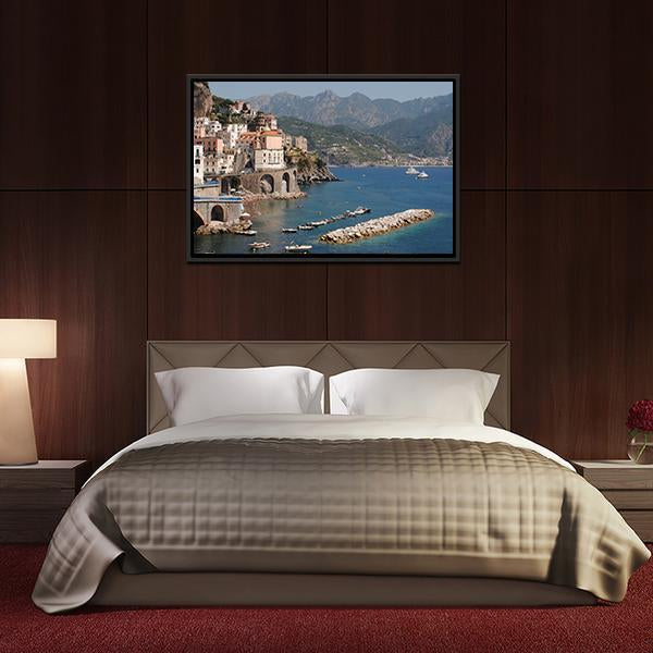 Amalfi Coast Vertical Canvas Wall Art-3 Vertical-Gallery Wrap-12" x 25"-Tiaracle