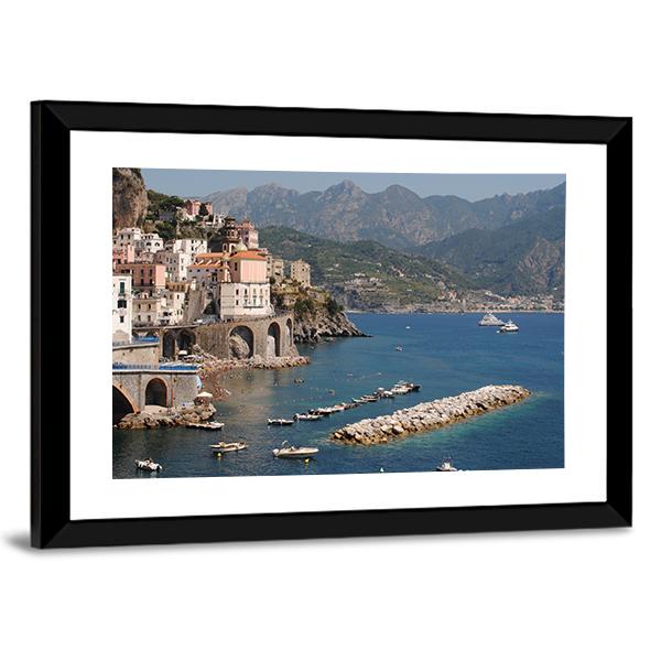 Amalfi Coast Vertical Canvas Wall Art-3 Vertical-Gallery Wrap-12" x 25"-Tiaracle