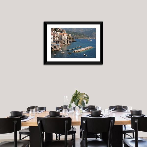 Amalfi Coast Vertical Canvas Wall Art-3 Vertical-Gallery Wrap-12" x 25"-Tiaracle