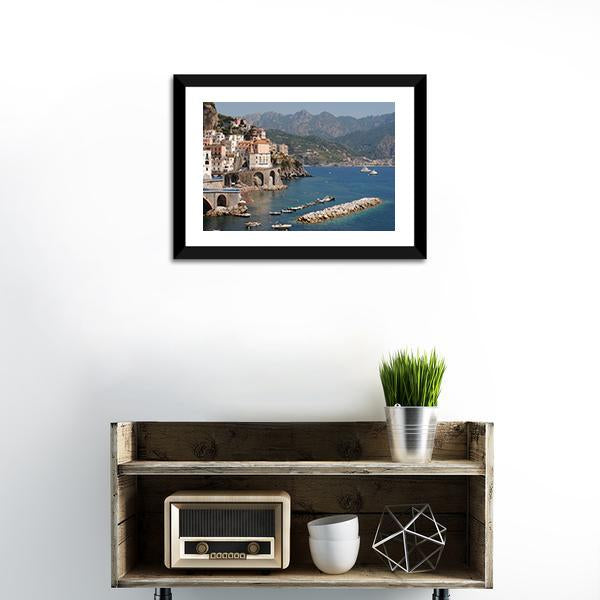 Amalfi Coast Vertical Canvas Wall Art-3 Vertical-Gallery Wrap-12" x 25"-Tiaracle