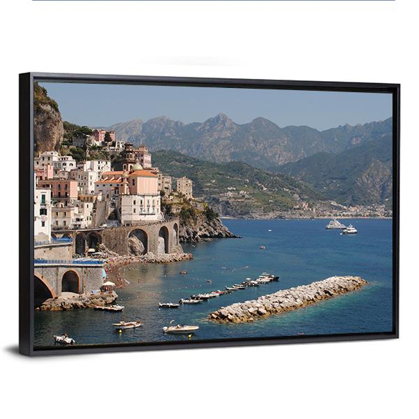 Amalfi Coast Vertical Canvas Wall Art-3 Vertical-Gallery Wrap-12" x 25"-Tiaracle