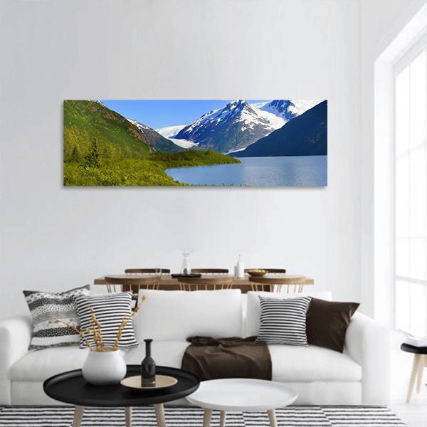 Alaska Mountain With Lake Panoramic Canvas Wall Art-1 Piece-36" x 12"-Tiaracle
