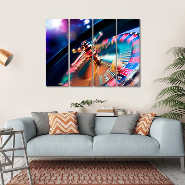 Casino Wheel In Motion Canvas Wall Art-4 Horizontal-Gallery Wrap-34" x 24"-Tiaracle
